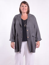 Lagenlook Collared Linen Jacket - 11372, Coats & Jackets, Pure Plus Clothing, Lagenlook Clothing, Plus Size Fashion, Over 50 Fashion